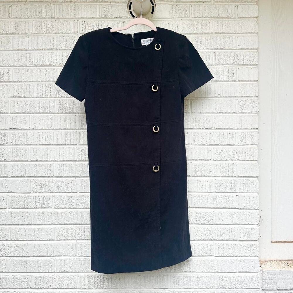Jessica Howard Suede-Feel Shift Black Dress